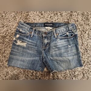 Dark Blue Abercrombie Distressed Shorts